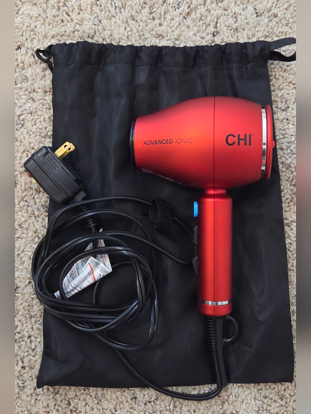 CHI Advanced Ionic Compact Hair Dryer Red | Travel Size | Includes Storage Bag